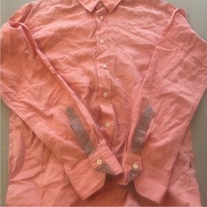 BOSS ORANGE Pink Coral Striped Collar Shirt